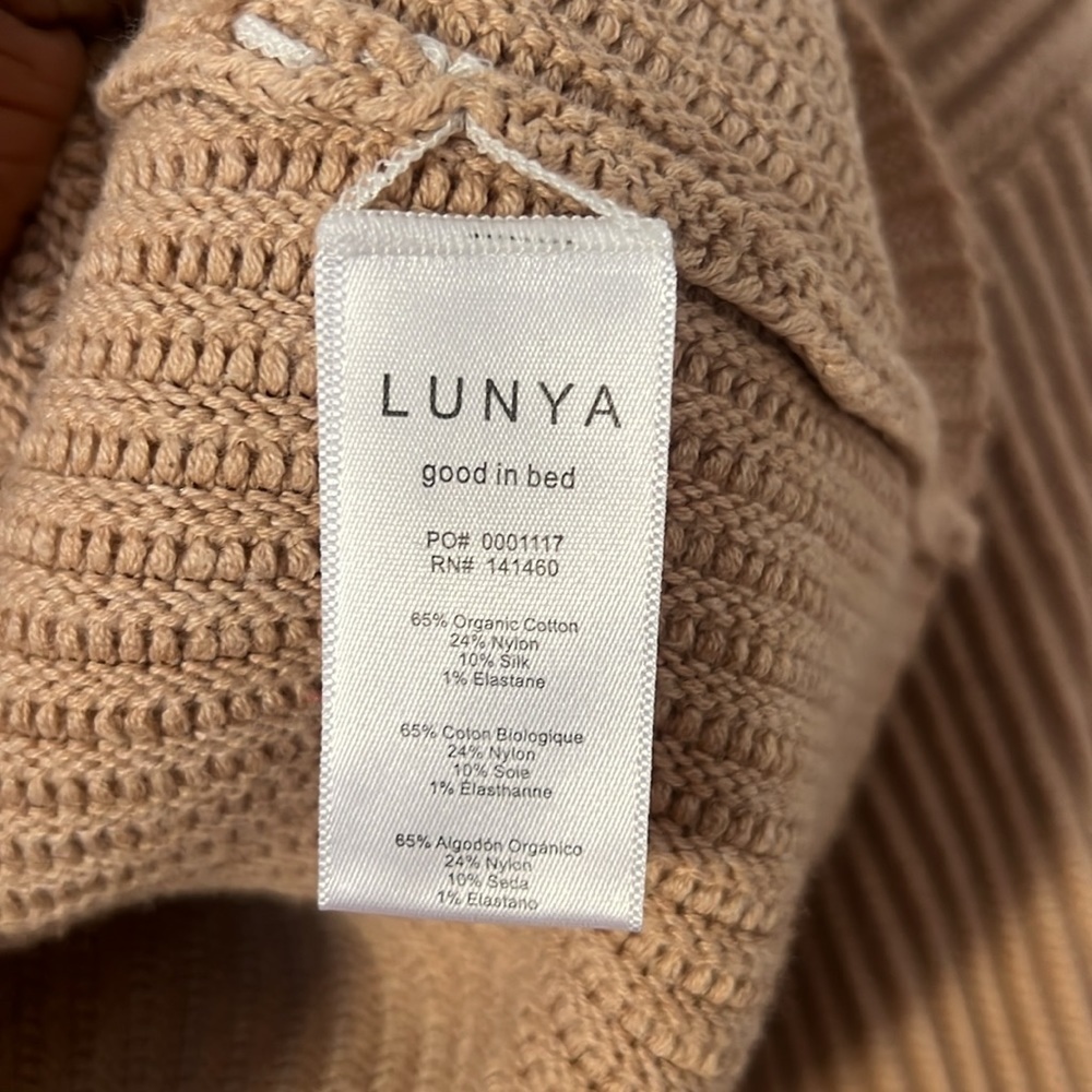 Lunya Prima Cozy Pullover Tan Ribbed Oversized Sweater Size Medium - Picture 6 of 11